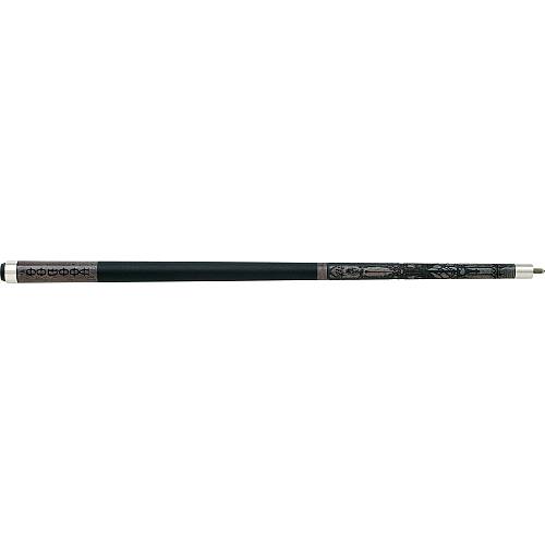 Voodoo 13 Gray Cemetery Pool Cue - Skull Engravings & Leather Wrap